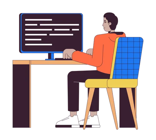 Indian man developing computer software  Illustration
