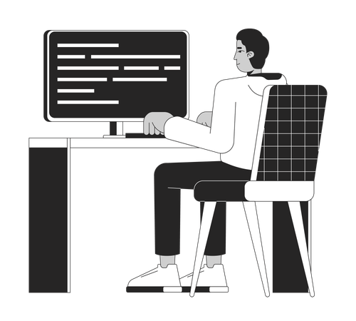 Indian man developing computer software  Illustration