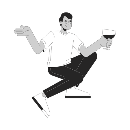 Indian man drinking cocktail  Illustration