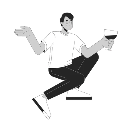 Indian man drinking cocktail  Illustration