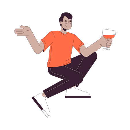 Indian man drinking cocktail  Illustration