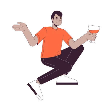 Indian man drinking cocktail  Illustration