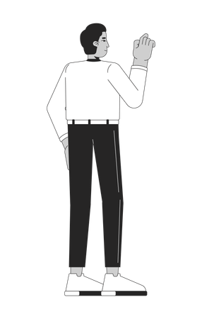 Indian man office worker pointing rear view  Illustration