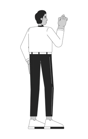 Indian man office worker pointing rear view  Illustration