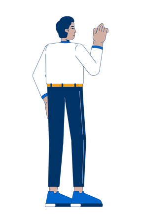 Indian man office worker pointing rear view  Illustration