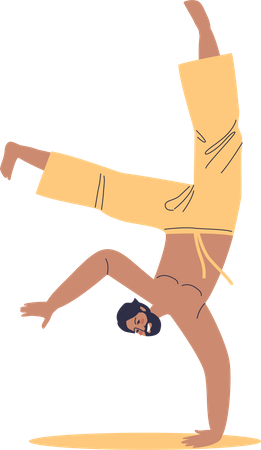 Indian man performing thai chi  Illustration