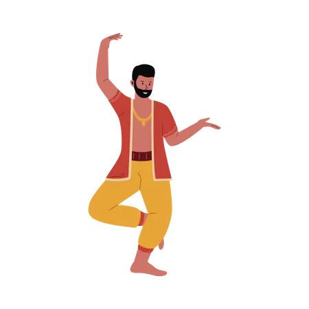 Indian man performing traditional dance  Illustration