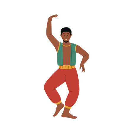 Indian man performing traditional dance  Illustration