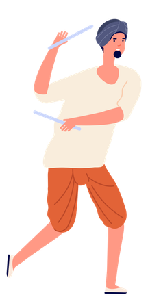 Indian man playing garba  Illustration