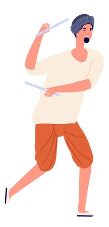 Indian man playing garba  Illustration