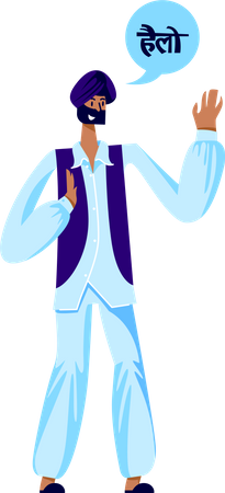Indian man says hello  イラスト