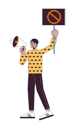 Indian man shouting into megaphone  Illustration