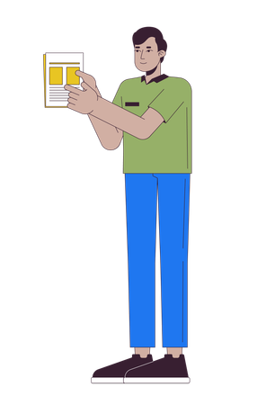 Indian man showing papers  Illustration