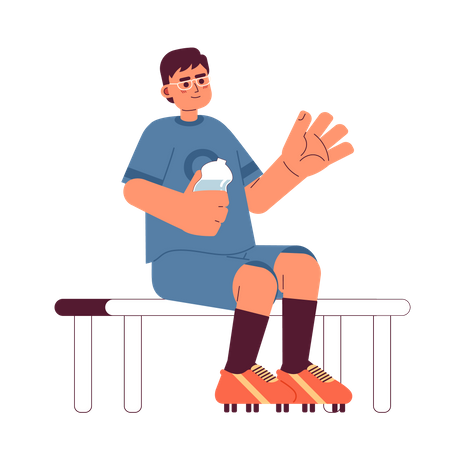 Indian man sitting and holding water  Illustration