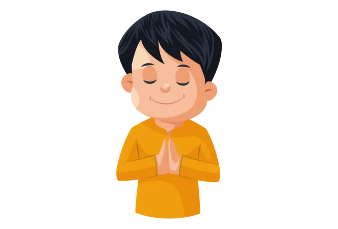 Indian Man Welcoming with Namaste Hand gesture  Illustration