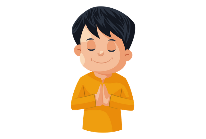 Indian Man Welcoming with Namaste Hand gesture  Illustration