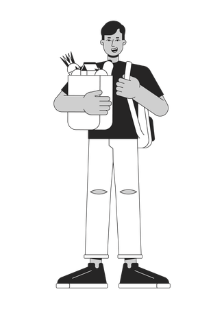 Indian man with purchases  Illustration