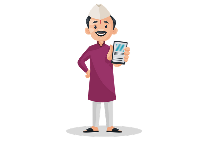 Indian Marathi man holding mobile in hand  Illustration