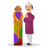 illustrations for marathi man worshiping