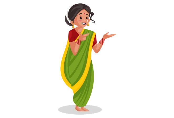 Indian Marathi woman doing hands expression Illustration