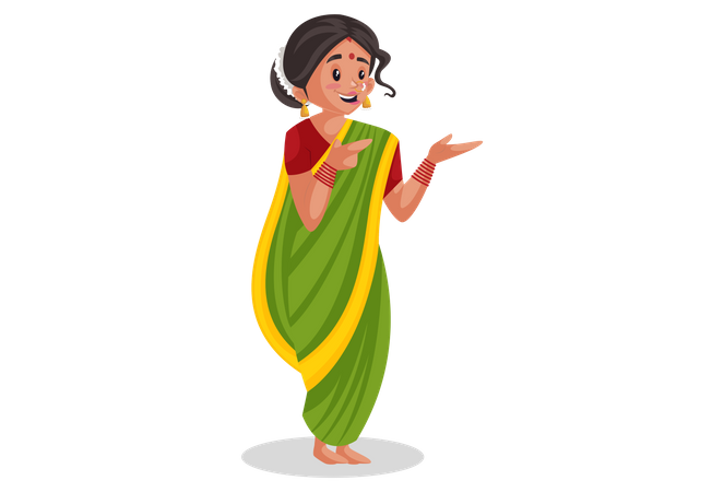 Indian Marathi woman doing hands expression  Illustration