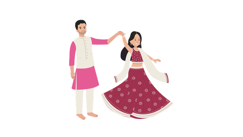 Indian marriage conducted between boy girl  Illustration