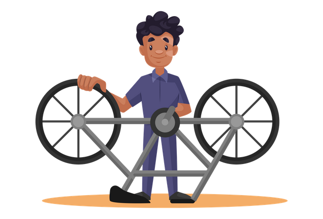 Indian Mechanic fixing cycle issue  Illustration