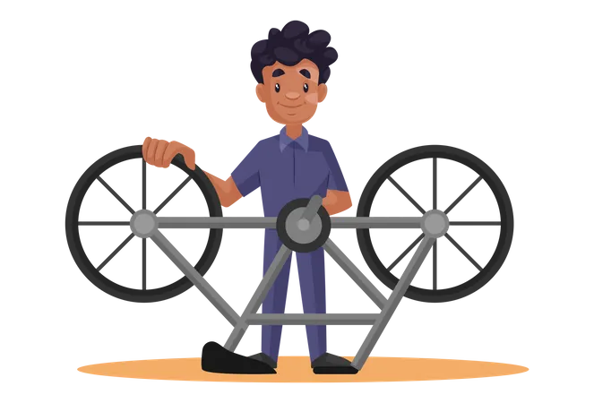 Indian Mechanic fixing cycle issue  Illustration