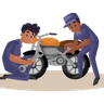 repairing motorcycle illustration svg
