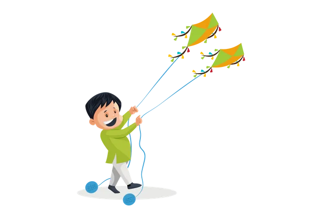 Indian men Flying kites on Independence Day Illustration