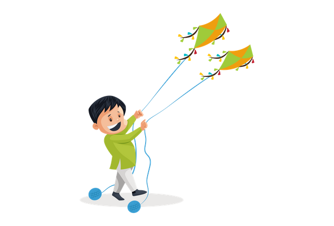 Indian men Flying kites on Independence Day  Illustration