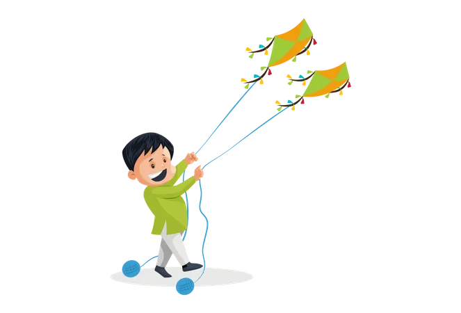 Indian men Flying kites on Independence Day  Illustration