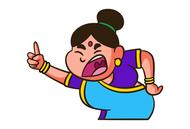 Indian mother is shouting Illustration