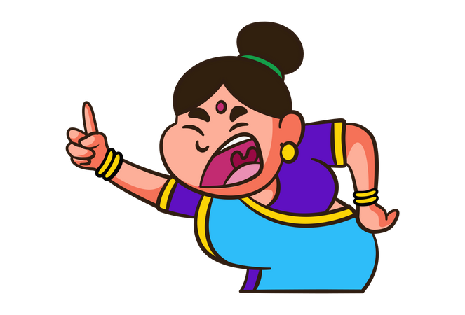 Indian mother is shouting  Illustration