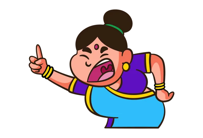 Indian mother is shouting  Illustration