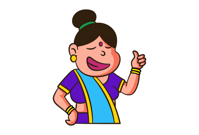 Indian mother with thumbs up sign  Illustration