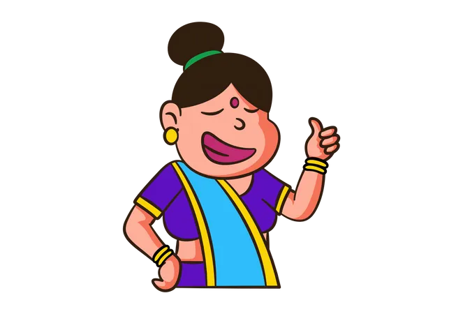 Indian mother with thumbs up sign Illustration