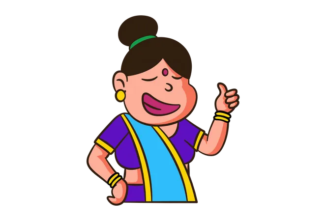 Indian mother with thumbs up sign  Illustration