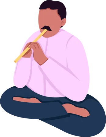 Indian musician playing flute Illustration