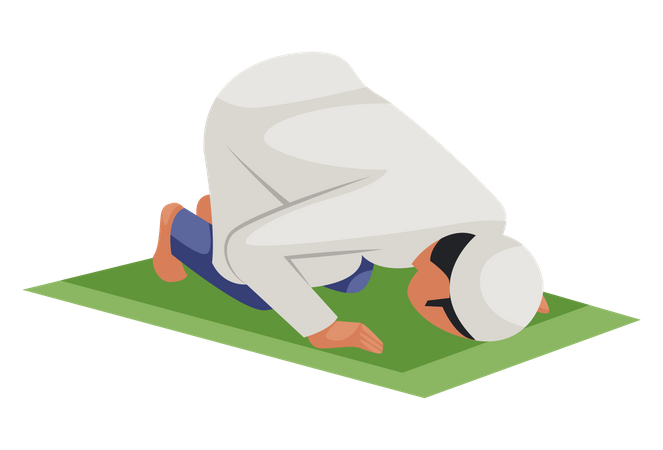 Indian Muslim man is praying to God Illustration