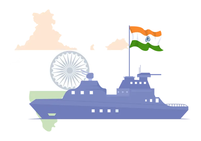 Indian Navy Day Greeting  Illustration