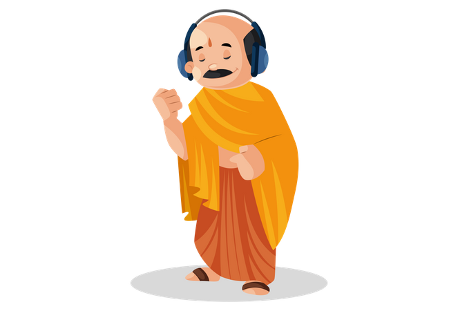 Indian pandit listening slokas  Illustration