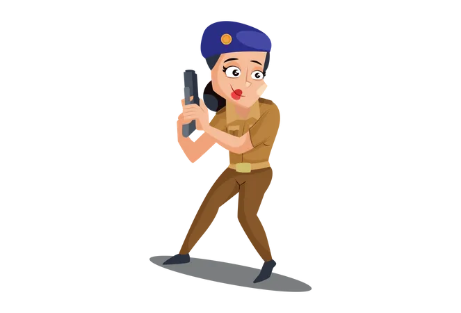 Indian Police with service gun  Illustration