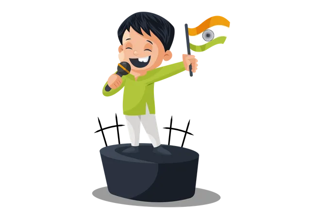Indian Politician Giving Speech on Independence Day Illustration