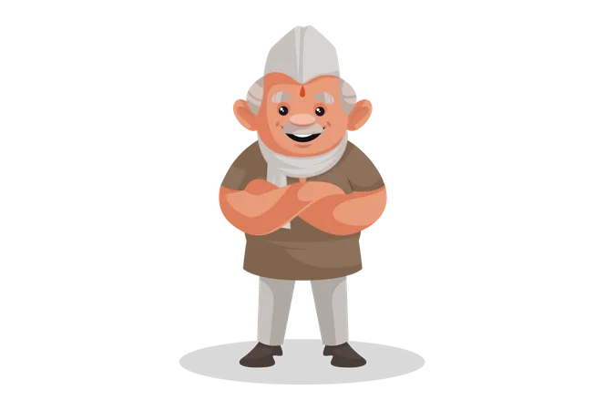 Indian Politician standing with crossed hands Illustration