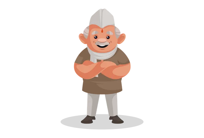 Indian Politician standing with crossed hands  Illustration