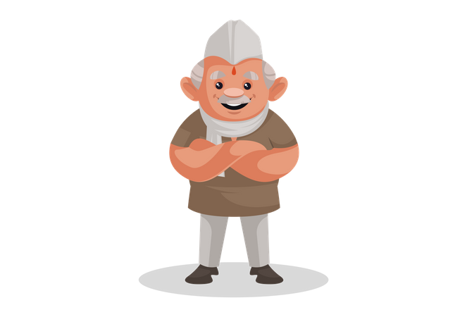 Indian Politician standing with crossed hands  Illustration