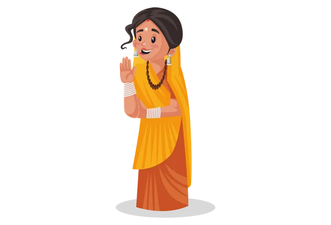 Indian priestess giving blessings with showing hand  イラスト