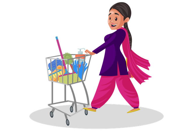 Indian punjabi woman doing shopping  Illustration