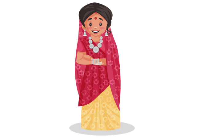 Indian rajasthani woman standing Illustration